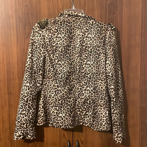 Solid Leopard Blazer, Spike Shoulder - Picture 3 of 3
